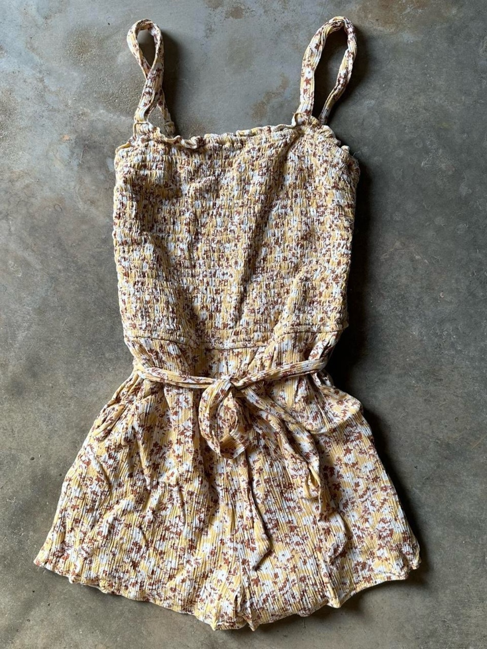 Abercrombie and Fitch yellow floral smocked romper